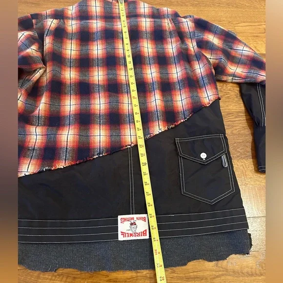 Greg Lauren - Birdwell Panelled Distressed Checked Cotton-Flannel & Nylon Shirt - Picture 5 of 15